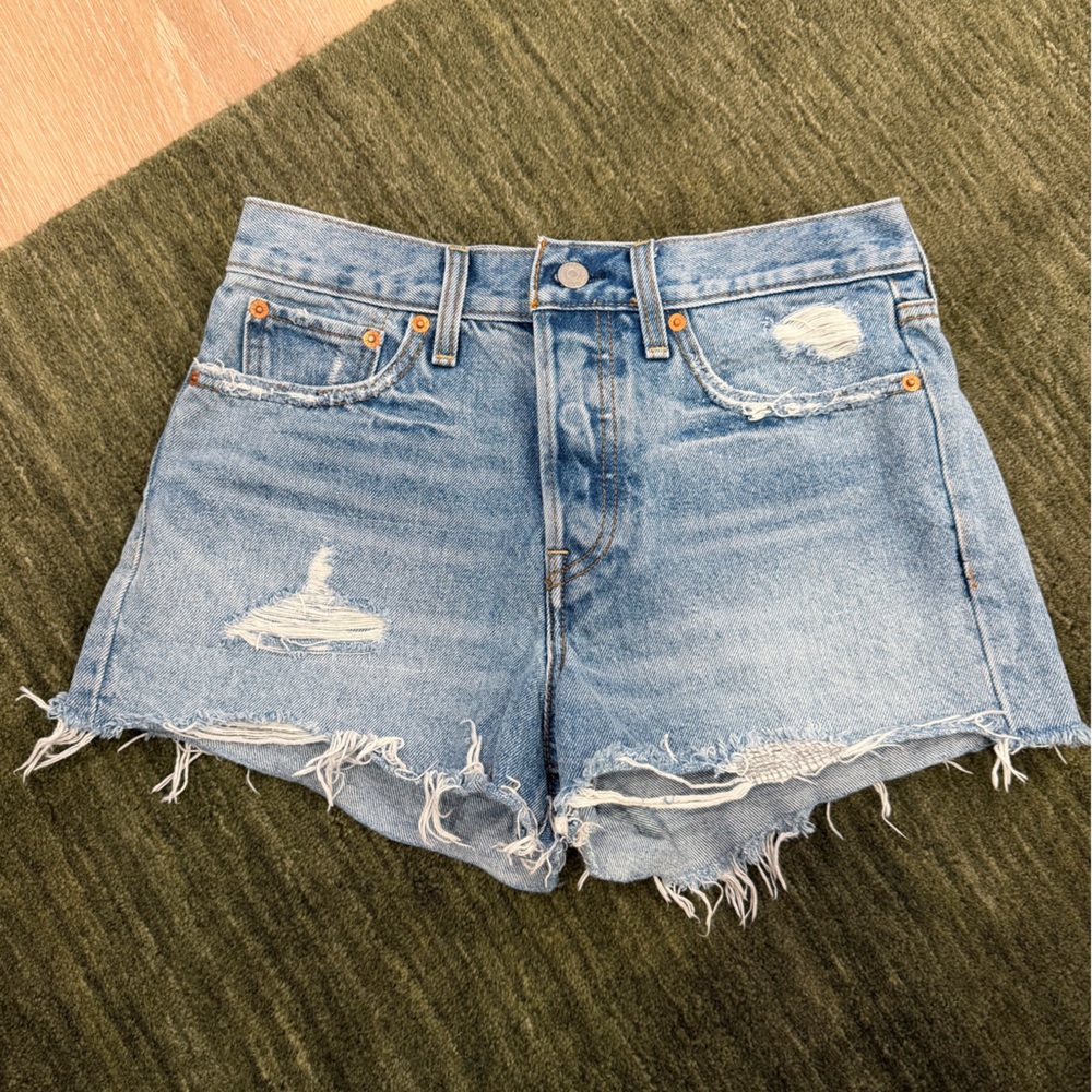 Levi’s Light Blue Distressed Denim Women’s Shorts
